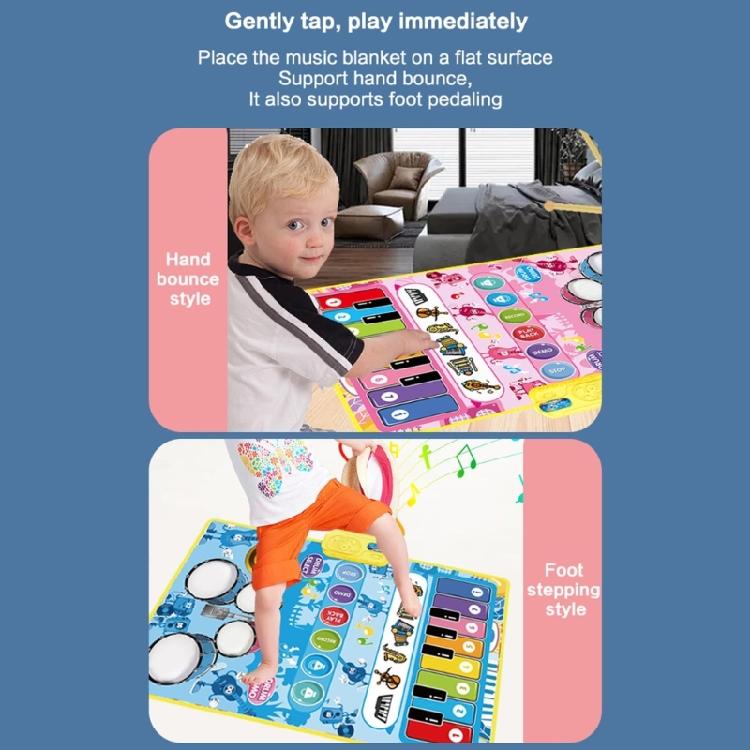 Interactive Kids Piano Playmat With Drum Sounds Musical Learning Toy for Creative Game & Physical Development