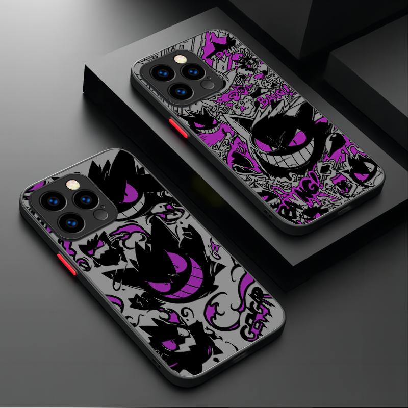 P-Pokemon Gengar Graffiti Case For iPhone 17 Air 15 16E 16 14 13 12 11 Pro Max XR 7 8 Plus SE 2020 Shockproof Matte Hard Cover