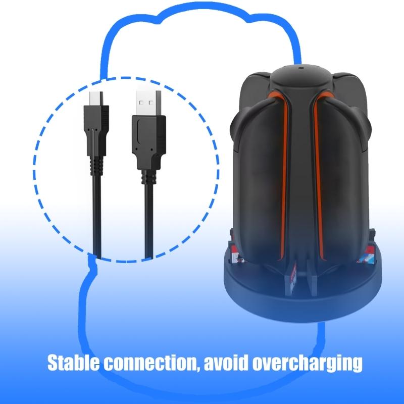 4 Port Charging Dock For Game Controller USB C Power Delivery Cable Charging Docking Station Stand with LED Light