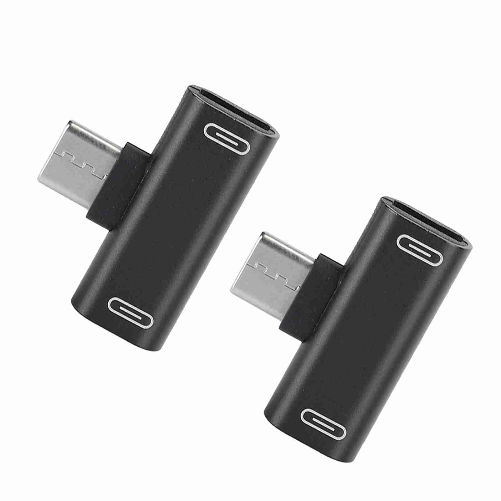 

2PCS TypeC Converter Splitter Dual 2 In 1 to Headphone USB o Charger Adapter Pink(розовый ) чёрный