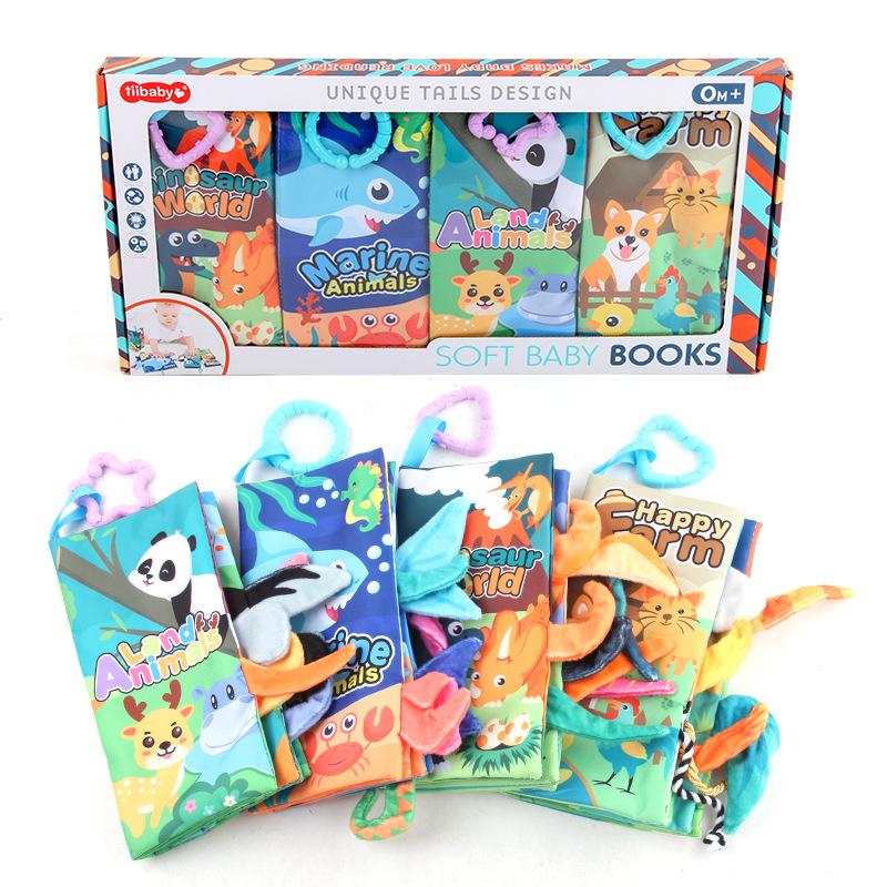 Baby 3D Cloth Book Montessori Animal Early Education 3-Dimensional Tail Toy Marine Animal Cognition Kids Puzzle Palm Soft Book