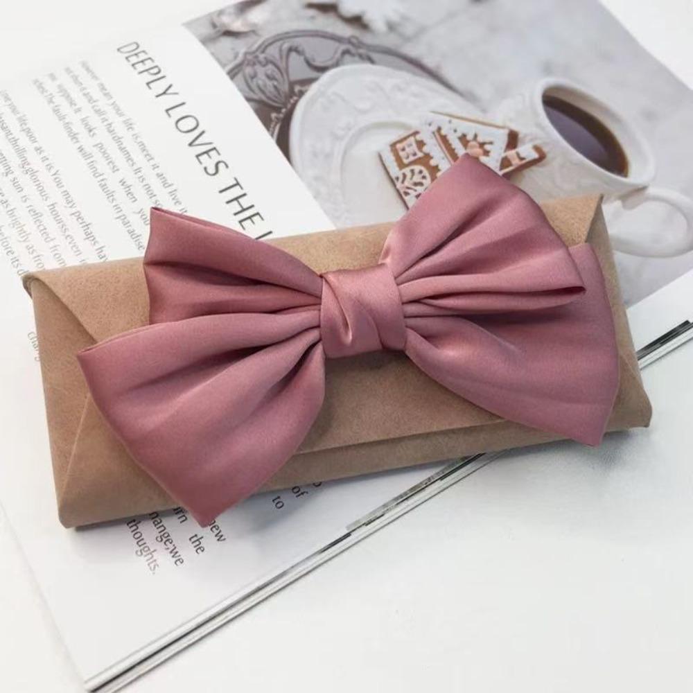 

Сумка для очков с бантом, кожаный чехол для хранения солнцезащитных очков, модная сумка-чехол для очков для чтения, студенческий розовый