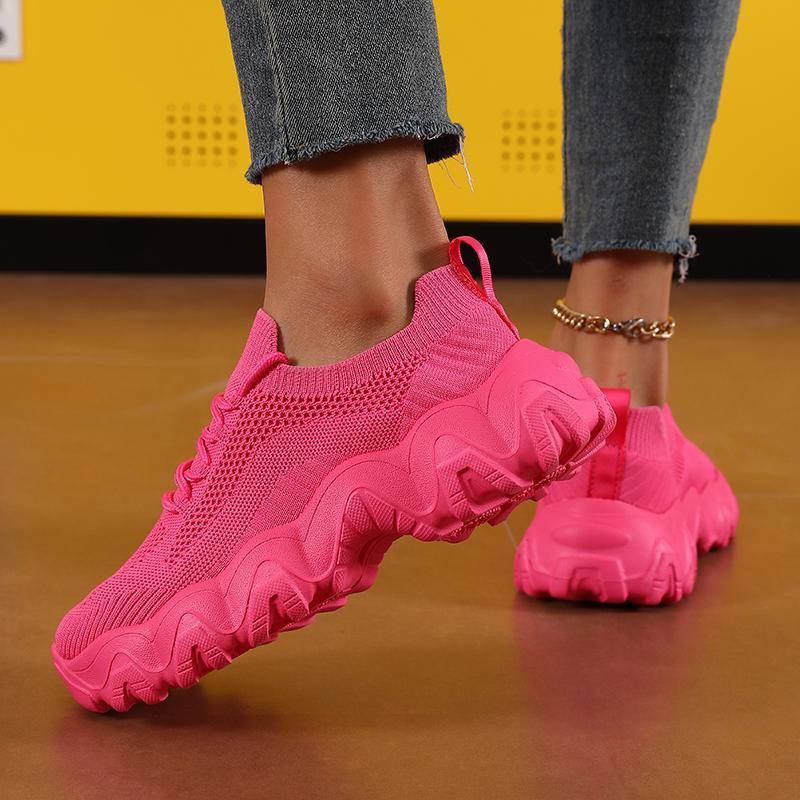 Fashion Sneakers Women Trends 2025 Summer Breathable Lace Up Training Running Thick Soled Lightweight Tennis Fashion Vulcanized Shoes