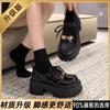 Fashion Korean Style Black Mary's Small Leather Shoes Women's Autumn New Fashionable Versatile Large Heel Anti-Slip Loafers
