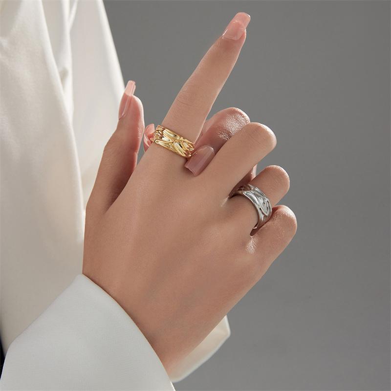 Unregelmäßige Zinn Papier Vulkan Lava Ring Weibliche Finger Zubehör Öffnung 925 Sterling Silber Ring Frauen Schmuck Einfache Coole Geschenk