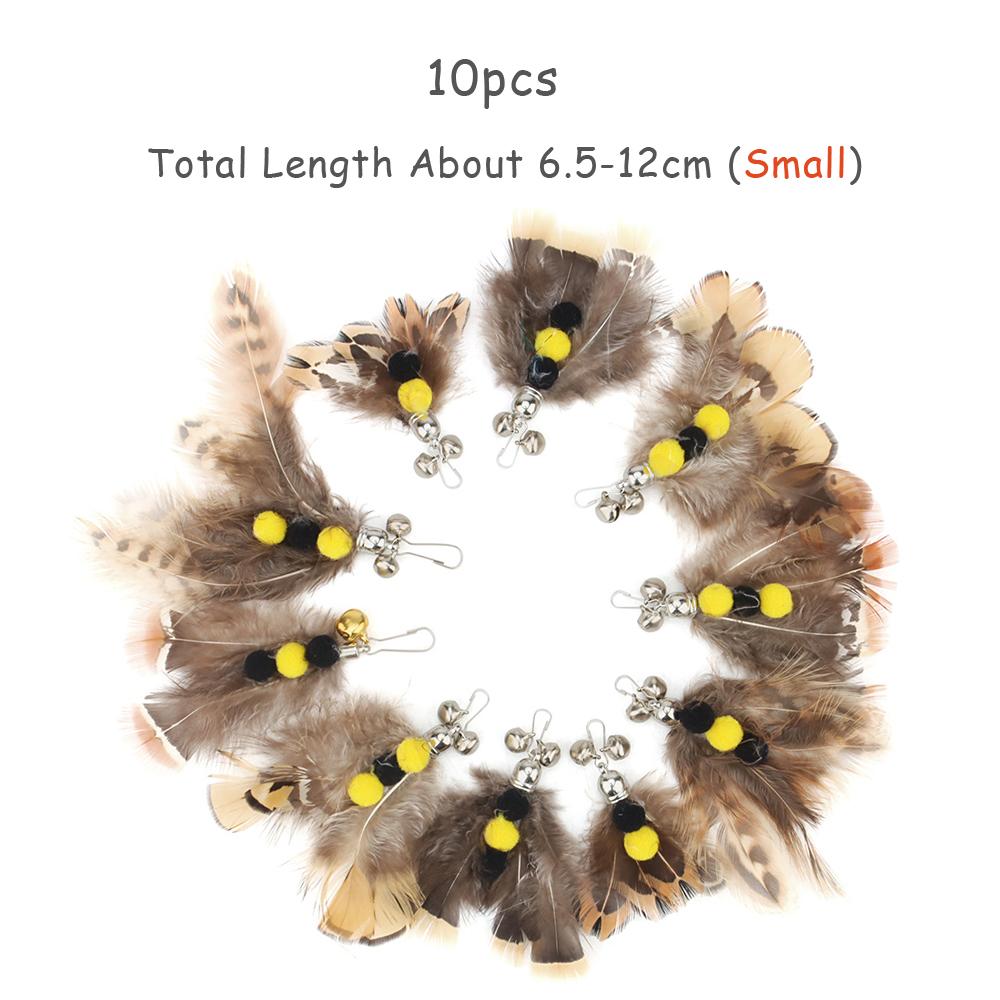 10pcs Small Feather Cat Toy DIY Replace Cat Teaser Stick Replacement Pet Toy Accessories