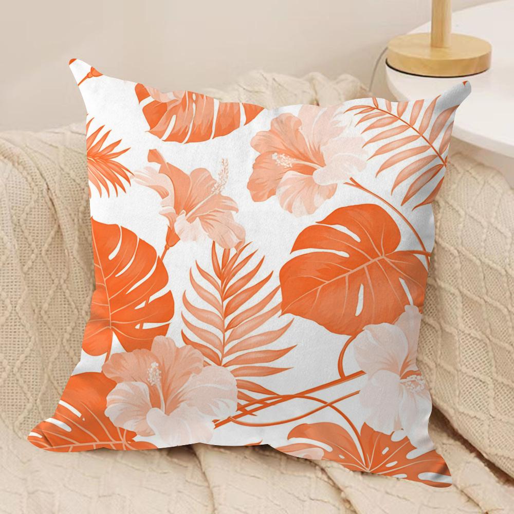 Boho Monstera Pattern Cushion Cover Soft Plush Fabric DoubleSided Printed Cushion Covers for All Seasons Modern HomeDecor Gift