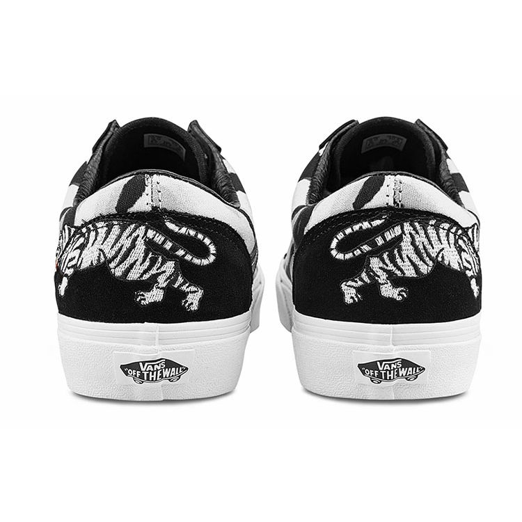Vans Style 36 Tiger Embroidery Tiger Stripe Casual Low-Top Skate Shoes Unisex Sneaker Black White VN0A3DZ3WHT