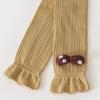 Lovely Baby Girls Trousers Solid Color Cartoon Trousers Knit Side Bowknot Trim Leggings Soft Warm Spring Autumn Cotton Tights