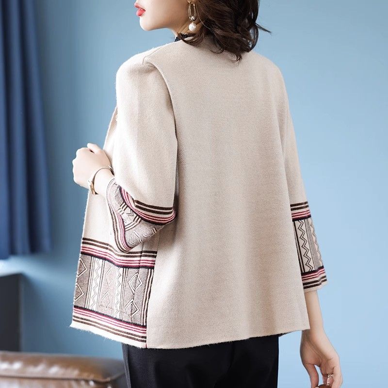Spring Autumn Women's Knitted Cardigan Sweater Thin Loose Plus Size Knitted Cardigan Jacket Open-front Knitted Coat