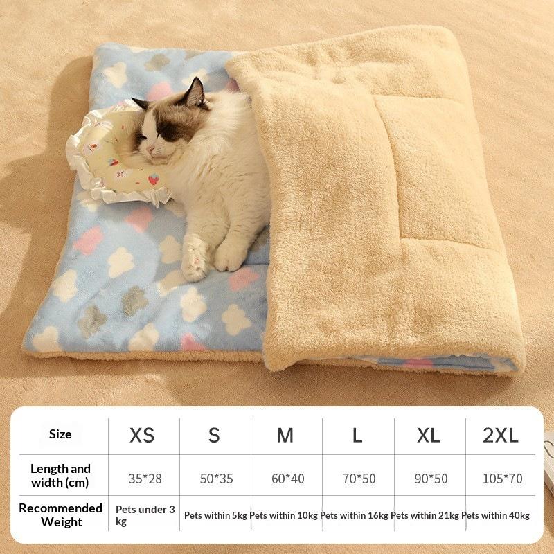 Cat Blanket Pet Bed Thermal Fluffy Blanket for Cats Dogs Soft Reversible Mat for Indoor Outdoor Use All Season Comfort S