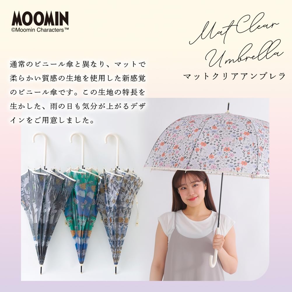 MOOMIN Ogawa Long Vinyl Moomin Family 8 Automatic Gift Item 72072 Umbrella, Umbrella, Design, Black, 60cm, Ribs, Opening,