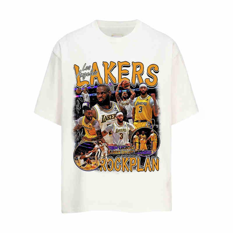 2024 Rock Project American Star James David Russell Printed Short Sleeve Retro Basketball T-shirt Student Hipster Men and Women