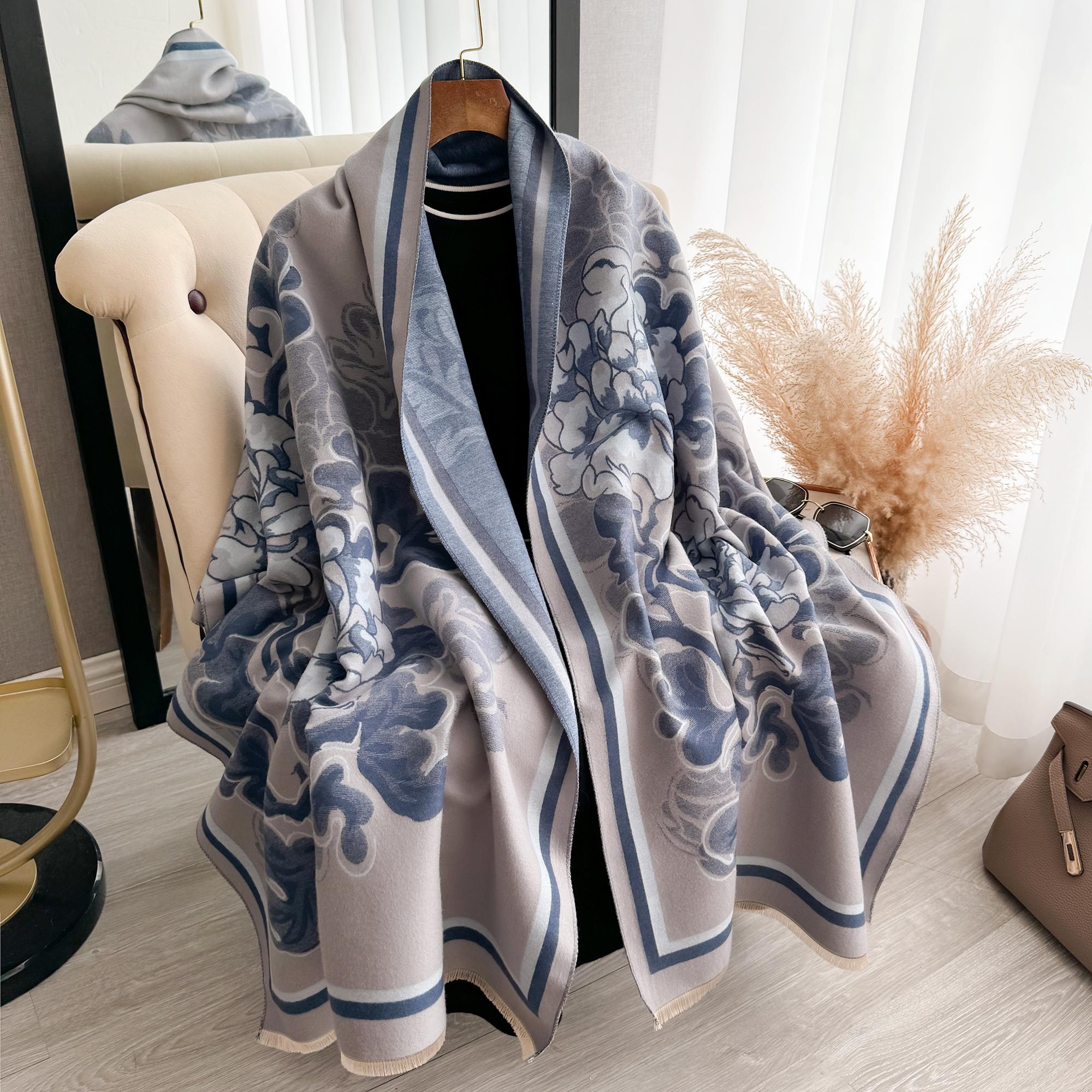 

Print Cashmere Scarf Women Thick Winter Warm Luxury Flower Shawl Wraps Bufanda Female Pashmina Blanket Travel Poncho Stoles