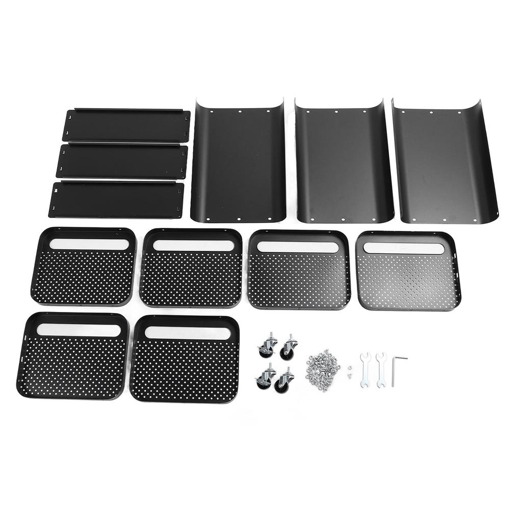 Kitchen Storage Shelf Multiple Layers Stainless Steel Multifunctional Mobile Shelving Unit Cart Black Color 3 Layers