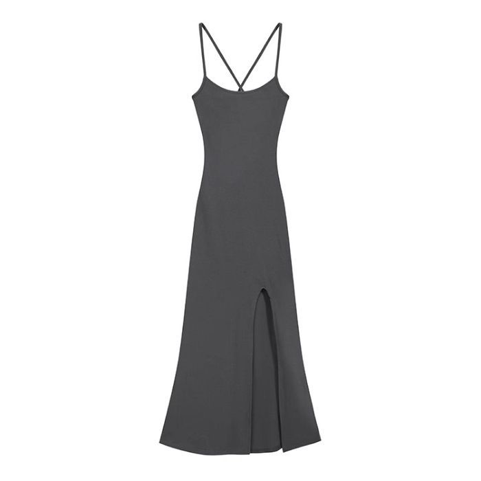 Korean Version Backless Hollowed-Out Lace-Up Dress Women'S Waist-Wrapped Hips Split Harpoon Tail Skirt Suspender Skirt Tide Ins