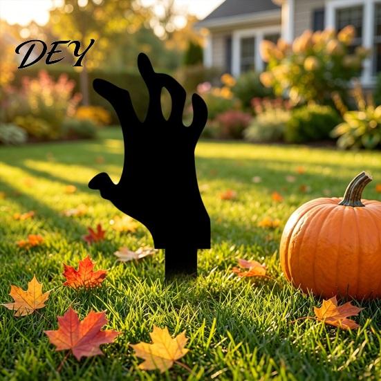 Outdoor Horror Theme Decor Skeleton Hand Garden Stake, Halloween Spooky Yard Sign, Creepy Stakes Acrylic Black Scary Decoration for Lawn Front