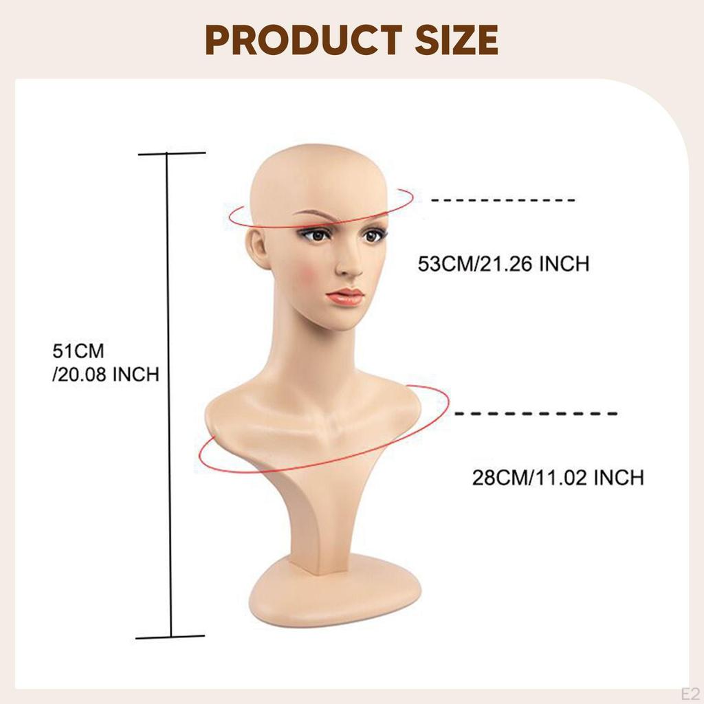 Female Mannequin Head Bust with Shoulder for Home Shop Stylists