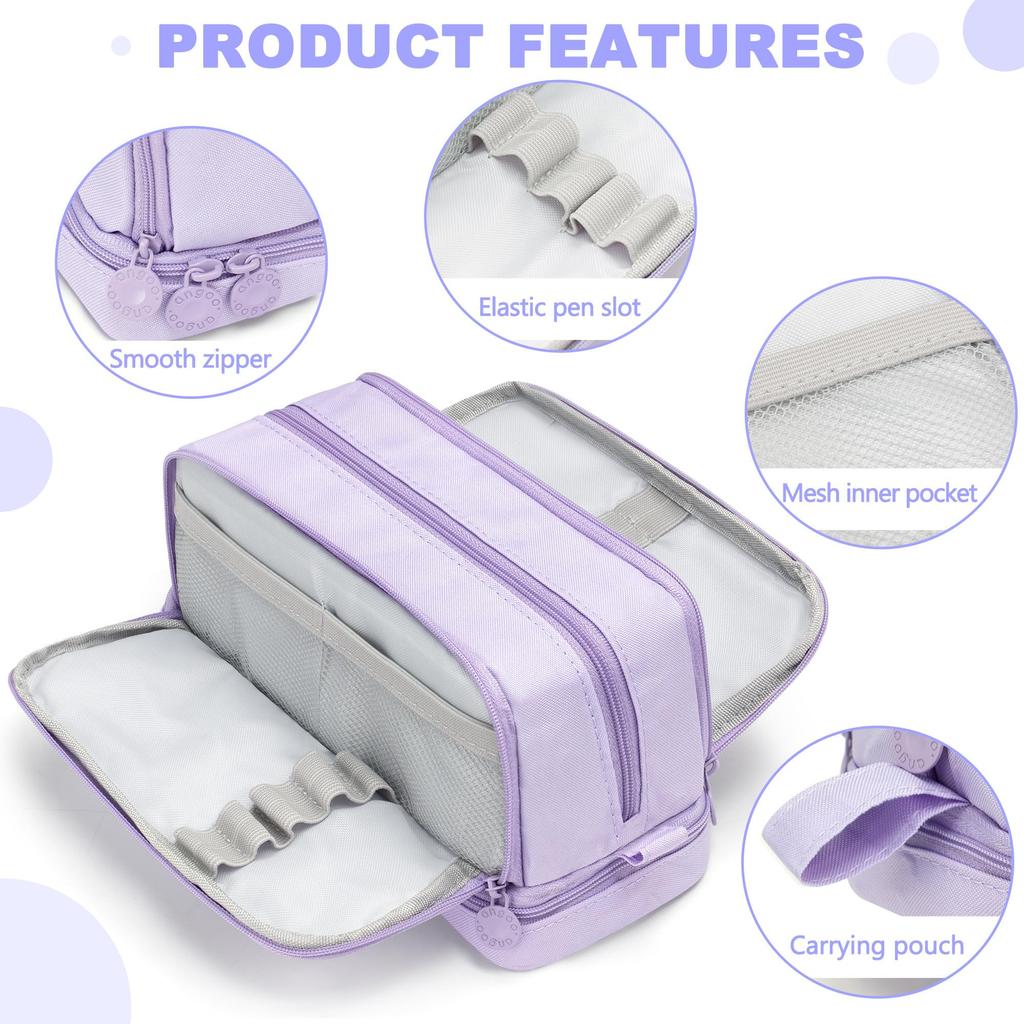 Large-capacity pencil case simple solid color stationery box double-layer multifunctional pencil case student school supplies