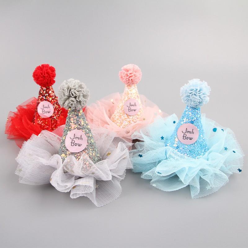 Adjustable Pet Birthday Hat With Cute Cartoon Design Dog Cat Party Photo Prop