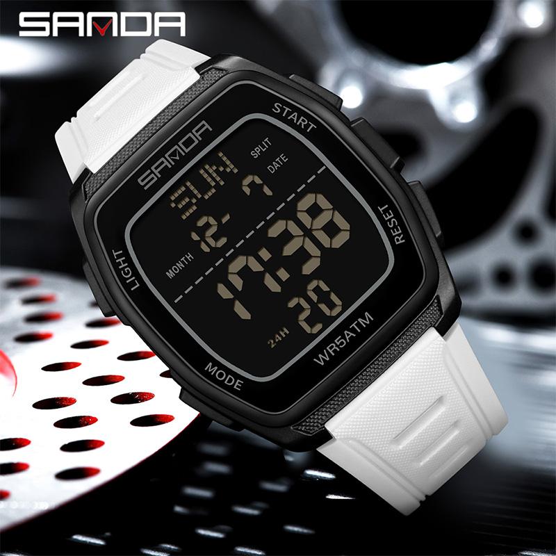 SANDA Fashion Men's Electronic Watch Multifunction Alarm Clock Luminous Waterproof Shockproof Sports Casual Watches for Man