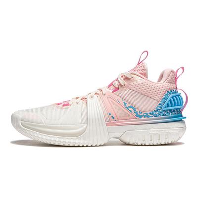 Li Ning Storm 2024 Cushioning Breathable Lightweight Rebound Low Top Basketball Shoes Men's White Pink ABFU017-2