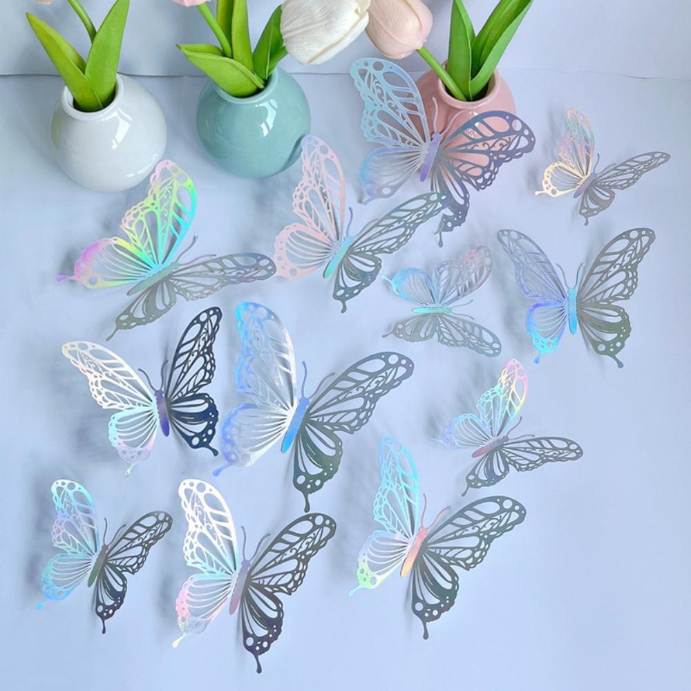 12pcs 3D Butterfly Wall Decor 3 Sizes, Butterfly Decorations for Butterfly Birthday Party Cake Room Decorations