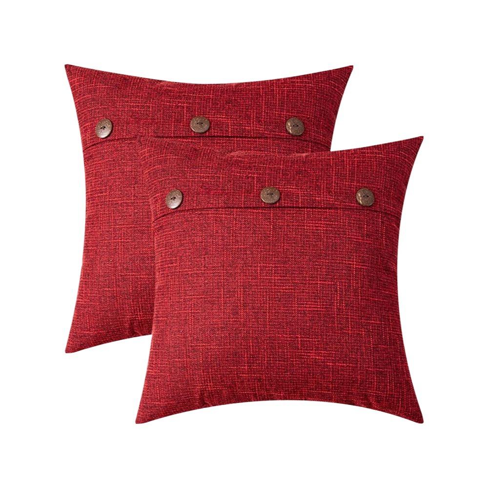 2PCS Imitation Linen Pillow Cover Breathable Japanese Style Throw Pillowcover Polyester Soft Buttoned Pillowslip Home Decor