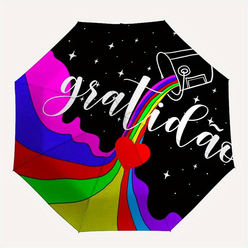 1pc gratitude, rainbow Themed High-quality Umbrella,Automatic Opening and Closing Umbrella,Multi-functional Umbrella G0811152