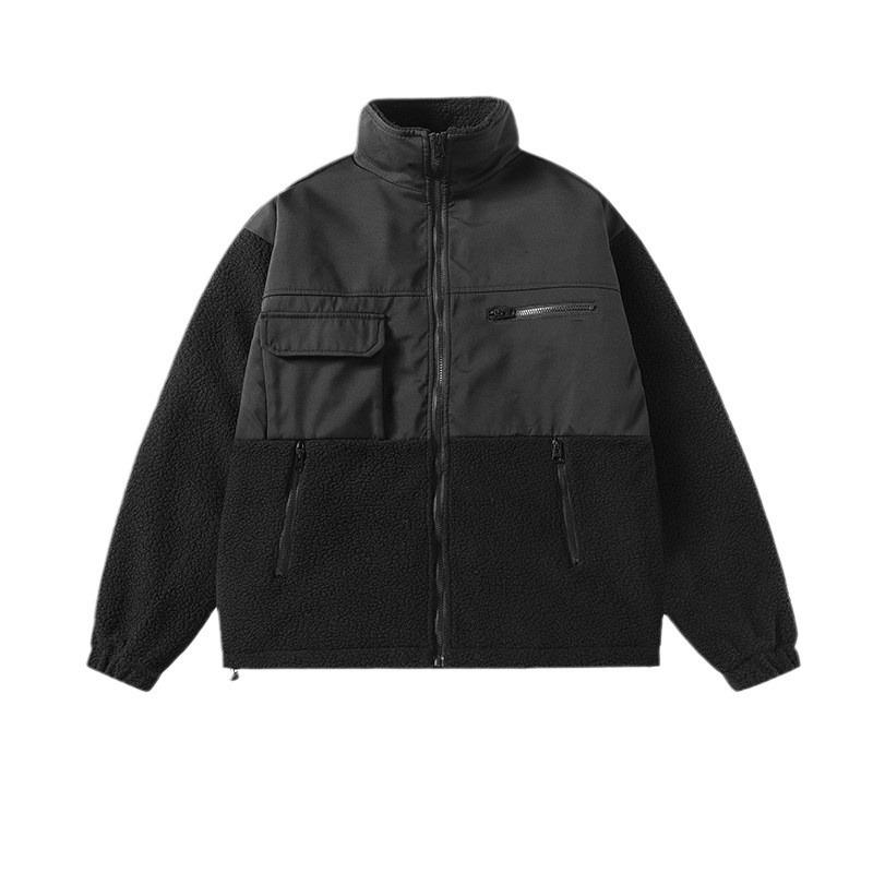 Fleece Cotton Jacket for Men In Winter Loose Stand Collar Fermented Cotton Jacket Warm Casual Plus Velvet Cotton Jacket Men's Jacket