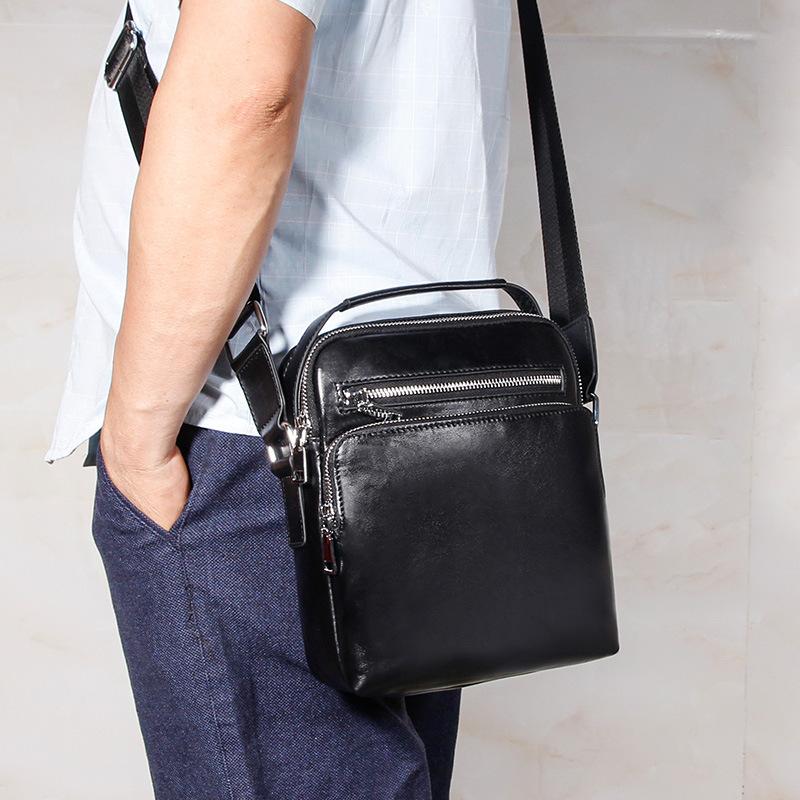 Genuine Leather Crossbody Bag for Men, High-end and Large Capacity. Head Layer Cowhide Men's Casual Shoulder Bag