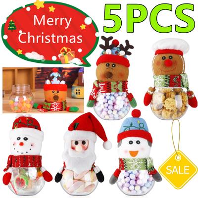 5/1PC Christmas Candy Jar Gift Bag Christmas Decorations for Home Santa Storage Bottle Xmas Kids Gifts Holder Navidad New Year