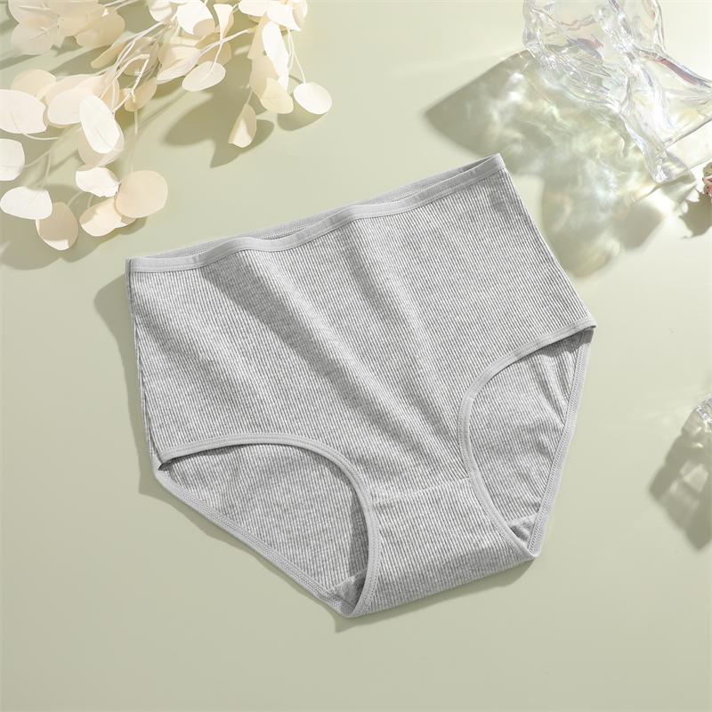 FINETOO Cotton Plus size Underwear Women's Striped High Waist Panties Sexy Elastic belt Breathable Brief 14 Colors Soft Lingerie