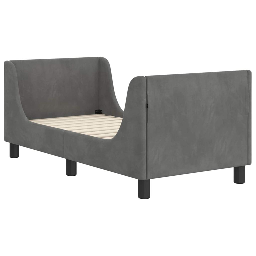 Kids Bed Frame with Headboard Dark Grey 70 X 140 Cm Velvet