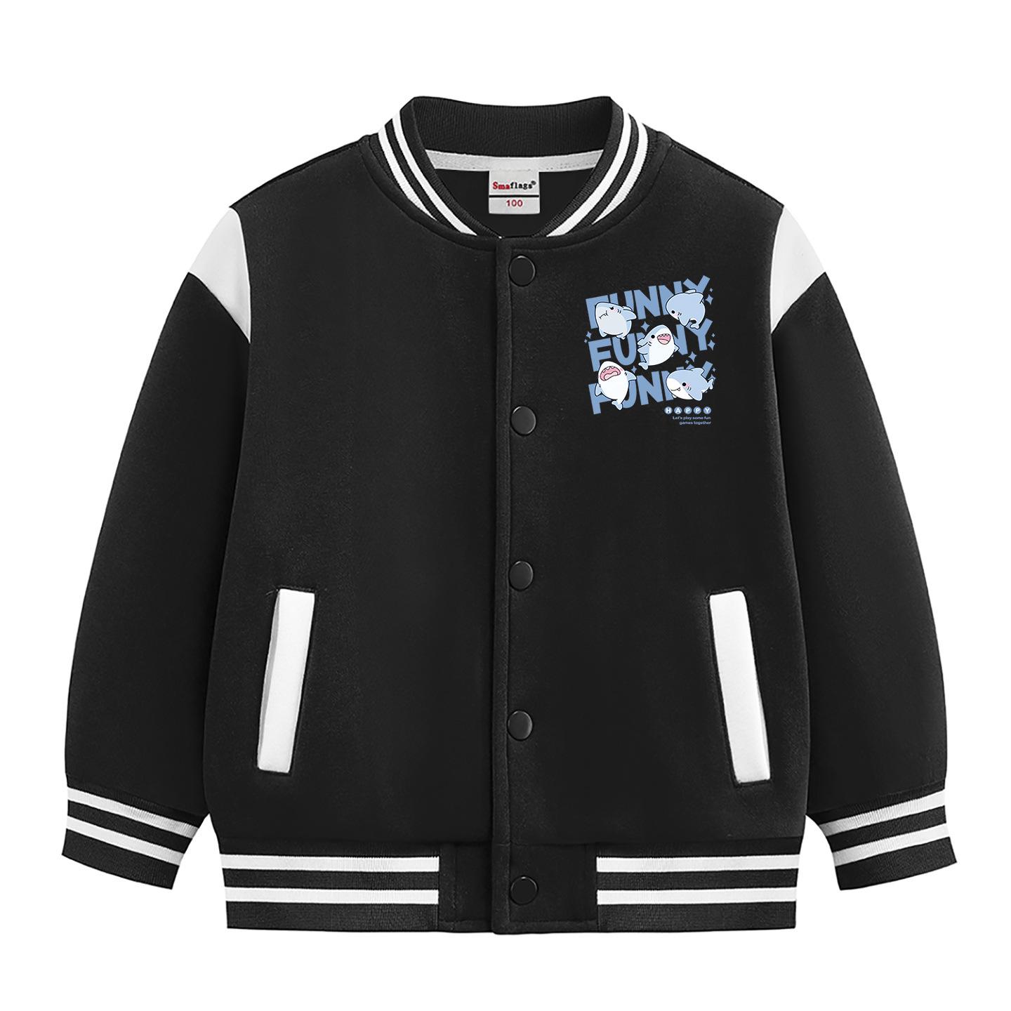 

Boys Fleece-Lined Baseball Jacket: 2026 New Autumn/Winter Thick Warm Casual Outerwear 100 cm