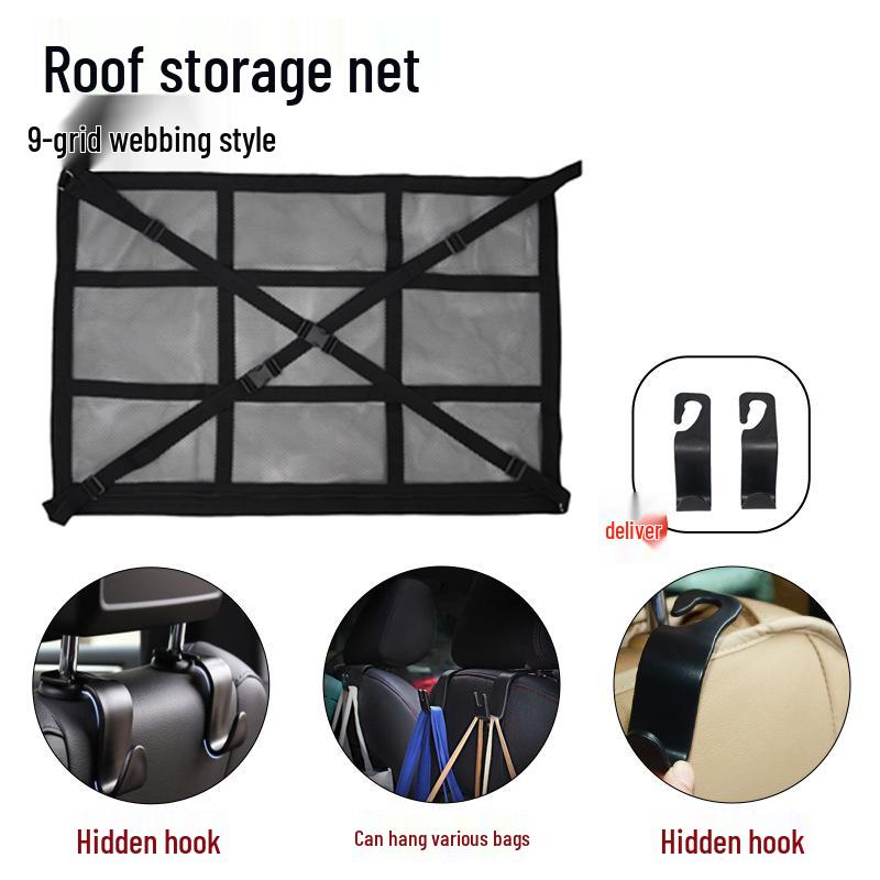 Car Roof Storage Net: Top Organizer & Mesh Pocket for Accessories