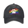 LGBTQ Rainbow Baseball Cap Vintage Distressed Denim Gay Pride LGBT Awareness Ally Snapback Cap Unisex  Outdoor All Seasons Caps