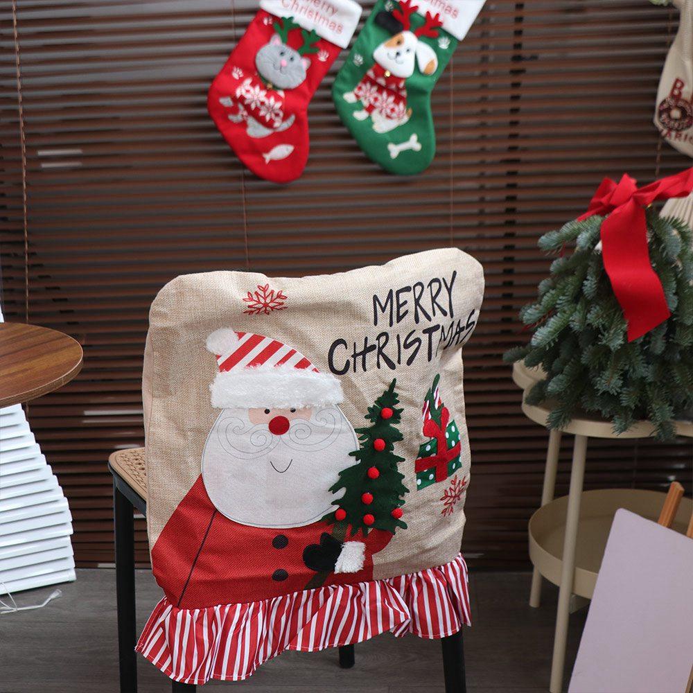 Cloth Dinner Chair Seat Cover Santa Claus Wear for Chairs Creative Christmas Chair Cover  Table