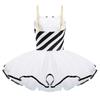 Girls Christmas Dance Dress Sleeveless Adjustable Straps Bowknot Adorned Stripes Print Mesh Tutu Dress