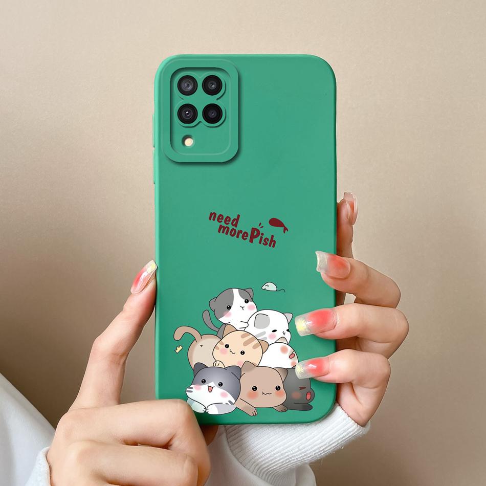 For Samsung Galaxy A12 M12 F12 Phone Case Cartoon Liquid Silicone Full Protection Anti Drop Cover For Samsung A 12 M 12 Bumper