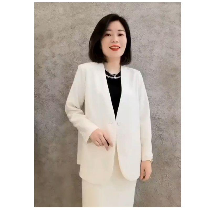 

Elite Ol Goddess New Design Chinese Deep V-neck Long sleeve Ramie Cotton Single Buckle Small Suit Outerwear Spring and Autumn Breathable Beige 3XL