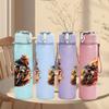 1PC Burning Flame Texture Abstract 750ml Color Plastic Sports Water Bottle Leakproof Flip Straw Lid Suitable for Sports Office Home Use