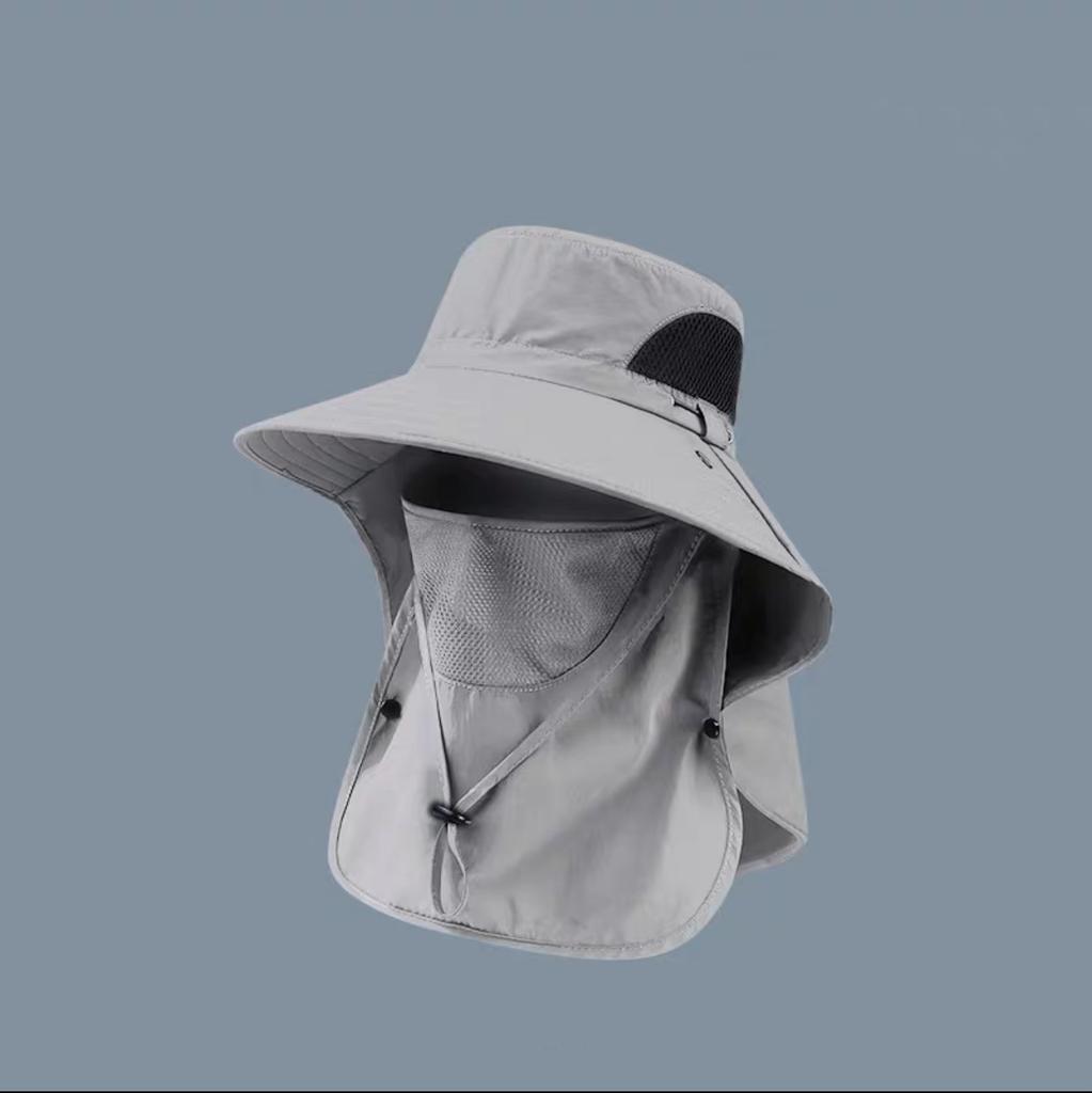 Summer outdoor sports fishing mountaineering sunshade sunscreen hat large brim removable UV bucket hat men and women