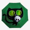 1PC Halloween Cat Spooky Kitten Automatic Windproof Umbrella 8 Rib Portable Folding Black Iron Frame for Outdoor, Beach, Travel, Beach Umbrella,S47