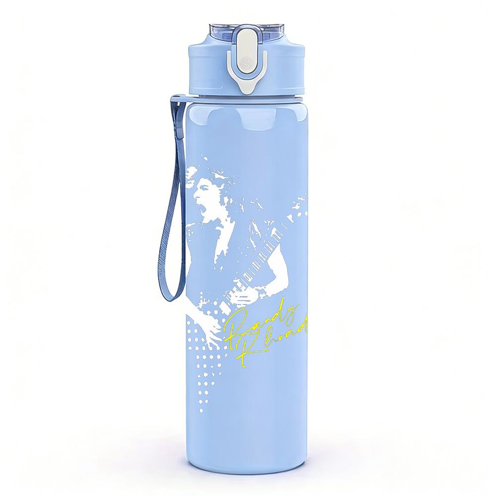 1PC Kiss of life dark band text print 750ml colorful plastic sports water bottle leakproof pop up lid with straw for outdoor work home use