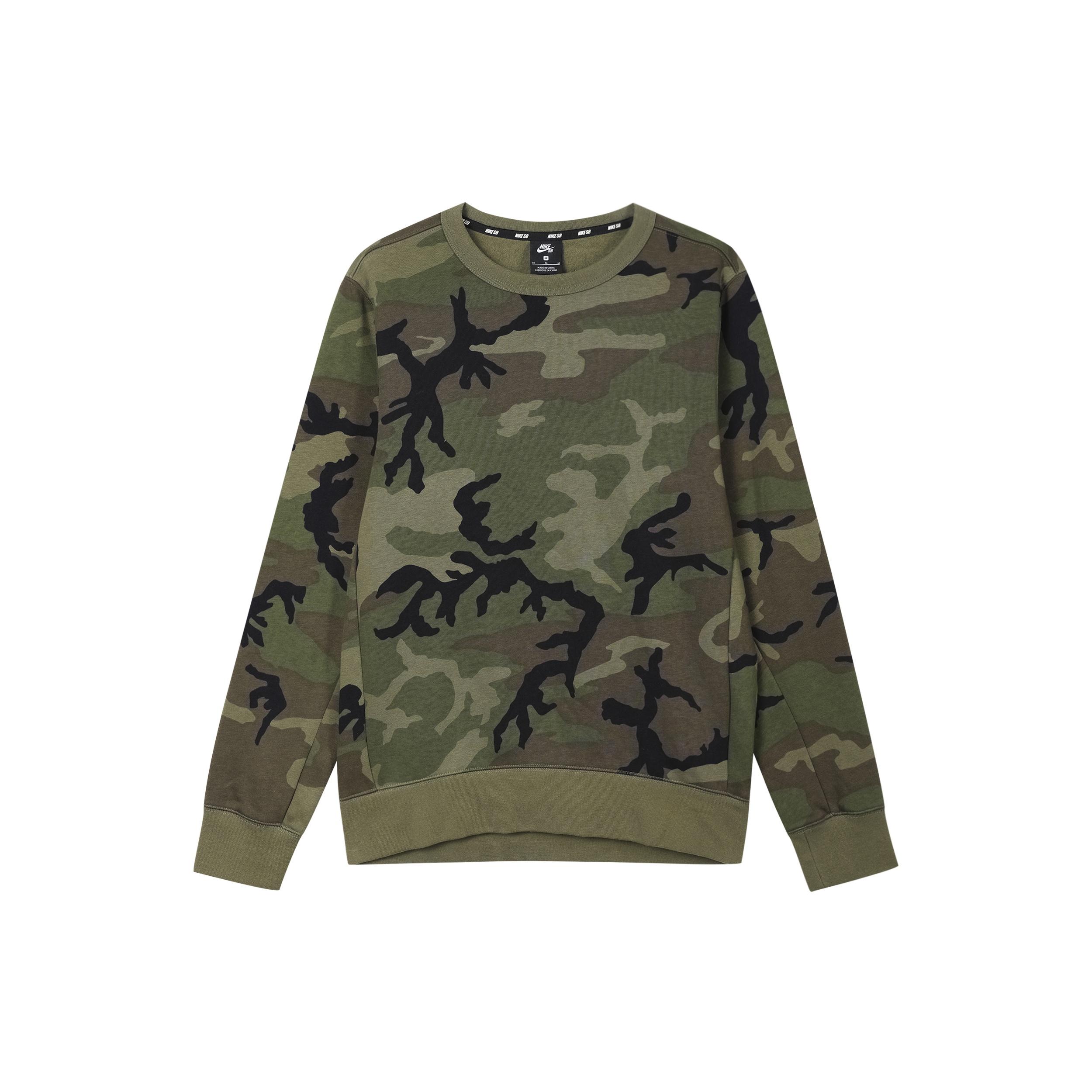Nike Casual Sports Fleece Crew Neck Pullover Men s Olive Green CN5374-222 M