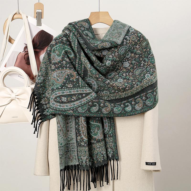 New Shawl Warm Winter Scarf Hijab Women Print Paisley Cashmere Pashmina Thick Wrap Head Neck Foulard Luxury  Blanket Echarpe