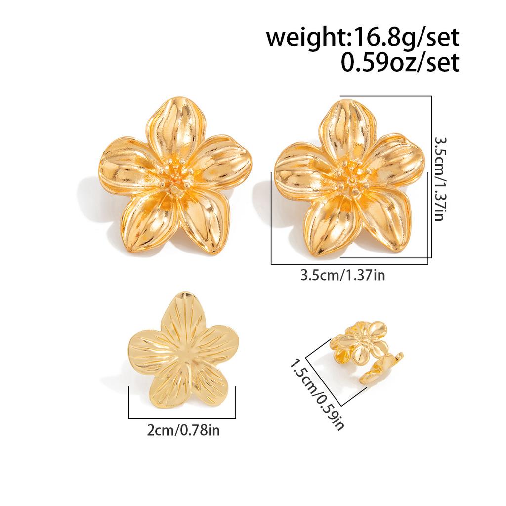 Bohemian-Style 4pcs Starfish Earrings Set Summer Beach Vacation Ear Clip Jewelry Party Gift Metal Star Flower Stud Earring