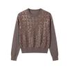 2026 Autumn Wool Sweater: Sequin Knit, Long Sleeve, Round Neck, Loose Fit, Slimming Grid Pattern
