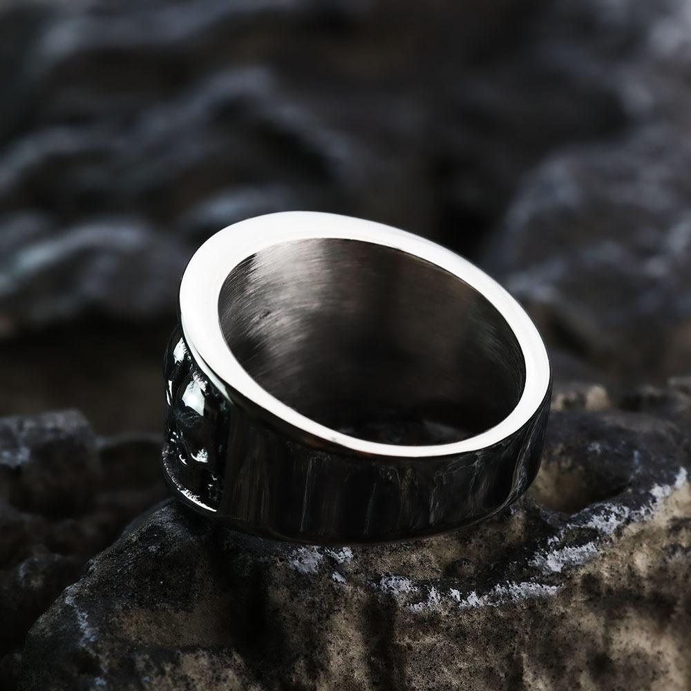 Gothic Skull Head Solid Stainless Steel Men's Ring Vintage Style